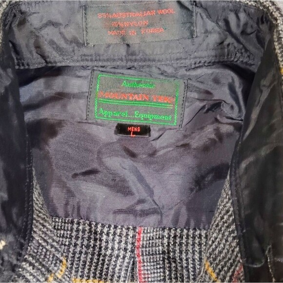 Mountain Tek Vintage Light Jacket Button Down Shirt Sz LG Grey Plaid - Picture 4 of 7